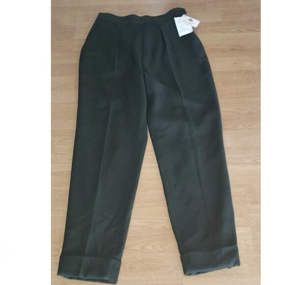 green wool high rise pleated  pants edium -MADE IN CANADA - Picture 3 of 9